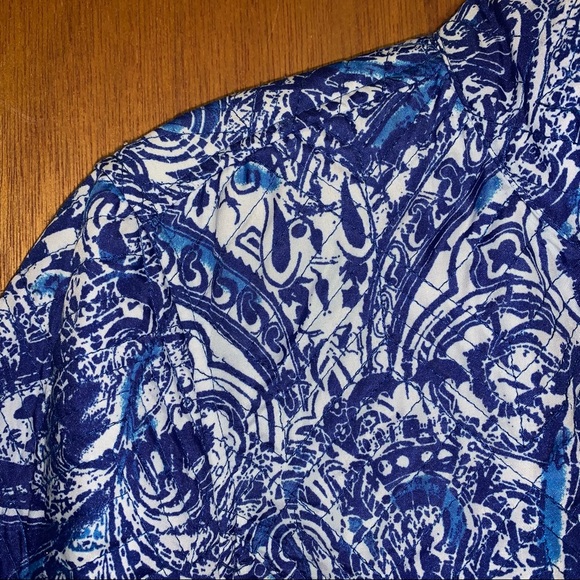 Women’s 0 (S / 4) CHICO’S Royal Blue White Paisley Light Spring Quilted Jacket - Picture 8 of 15
